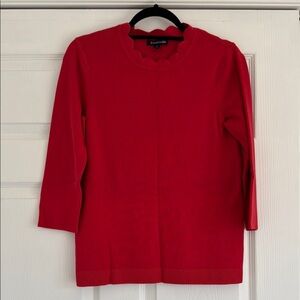 Red Scalloped Neck Sweater